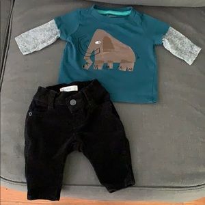 Gymboree tee and cords set 0-3 months